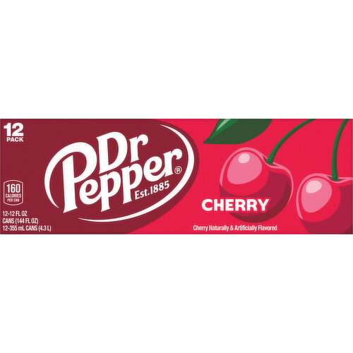 Dr Pepper Soda, Cherry, 12 Pack