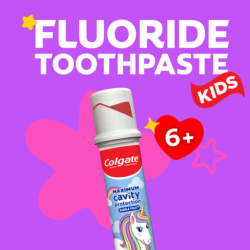 Colgate Cavity Protection Toothpaste Pump with Fluoride, ADA Accepted, Ages 6+, Bubble Fruit