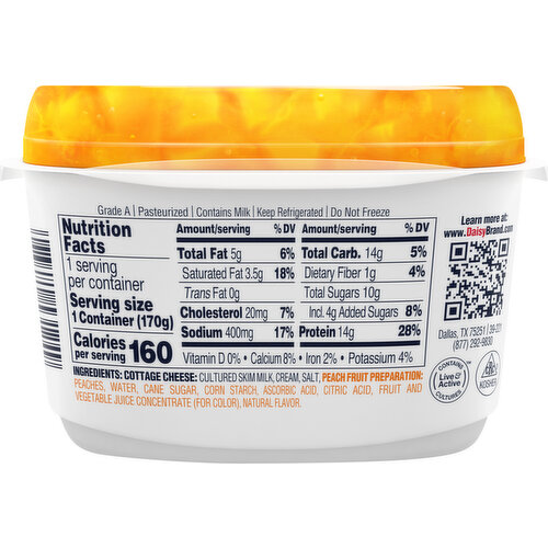 Daisy 4% Milkfat with Peaches Cottage Cheese