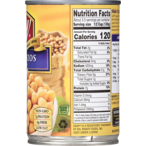 S&W Garbanzos, Chick Peas
