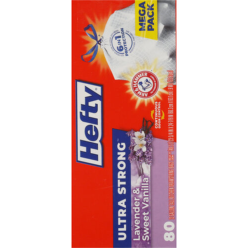 Hefty Tall Kitchen Bags, Drawstring, Lavender & Sweet Vanilla, 13 Gallon, Mega Pack