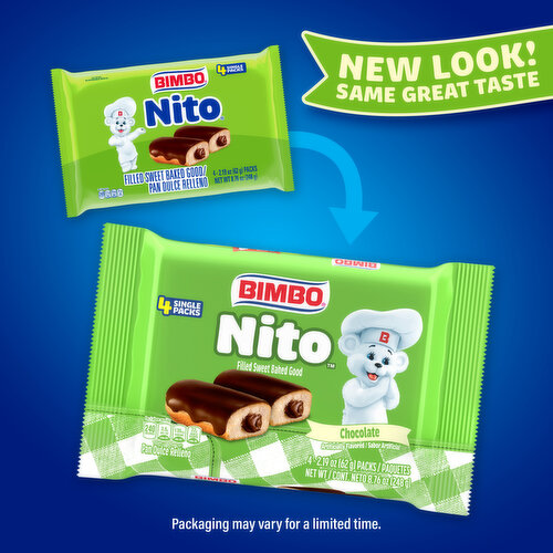 Bimbo Chocolate Crème Filled Sweet Baked Good, 4 packs, 8.76 oz