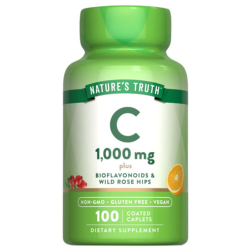 Nature's Truth Vitamin C, Plus Bioflavonoids & Wild Rose Hips, 1000 mg, Coated Caplets