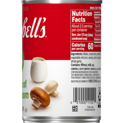 Campbell's Condensed Soup, 98% Fat Free, Cream of Mushroom