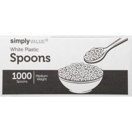 Simply Value Spoons, White Plastic, Medium Weight