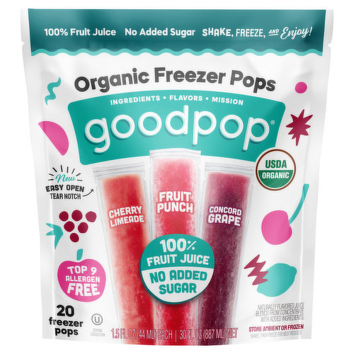 GoodPop Freezer Pops, Organic, Assorted