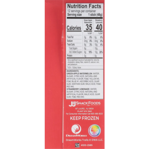 Icee Ice pops, Swirled, Sweet & Sour Flavors
