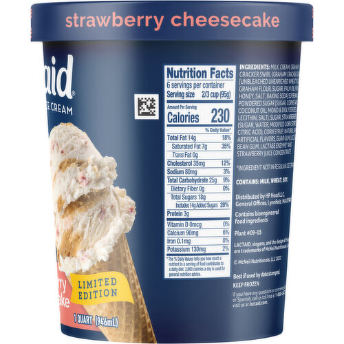 Lactaid Lactose Free Strawberry Cheesecake Ice Cream