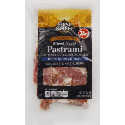 First Street Pastrami, Premium, Sliced Navel