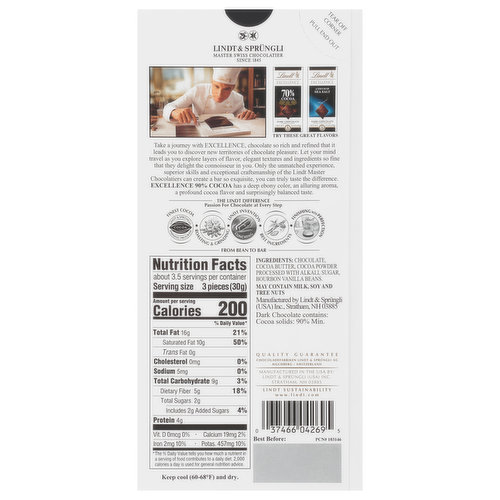 Lindt Dark Chocolate, 90% Cocoa