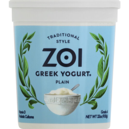 Zoi Yogurt, Greek, Plain, Traditional Style