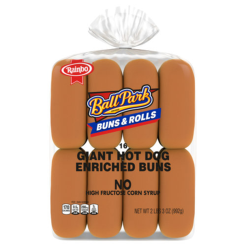Ball Park Buns, Enriched, Hot Dog, Giant