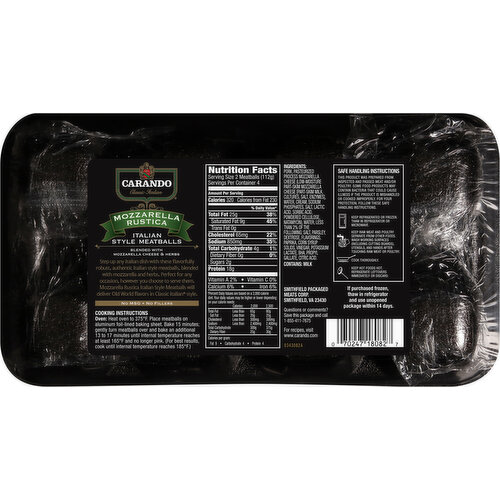 Carando Italian Style Mozzarella Rustica Meatballs