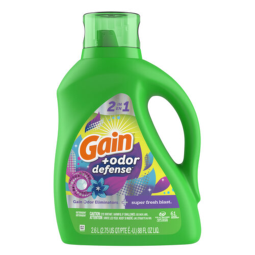 Gain +Odor Defense Laundry Detergent Super Fresh Blast 88 Oz 61 Loads