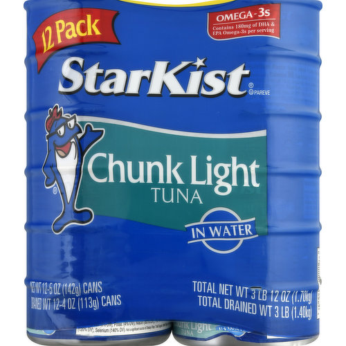 StarKist Tuna, in Water, Chunk Light, 12 Pack