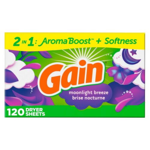 Gain Gain dryer sheets, 120 Count, Moonlight Breeze Fabric Softener Sheets