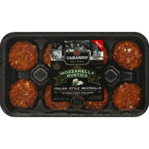 Carando Meatballs, Italian Style, Mozzarella Rustica, Mild