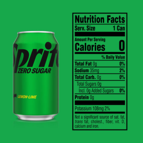 Sprite Sugar Lemon Lime Diet Soda Pop Soft Drink, 12 fl oz, 12 Fluid ounce - Zero Calorie Sprite
