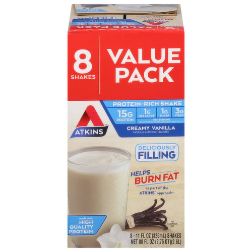 Atkins Protein-Rich Shake, Creamy Vanilla, Value Pack
