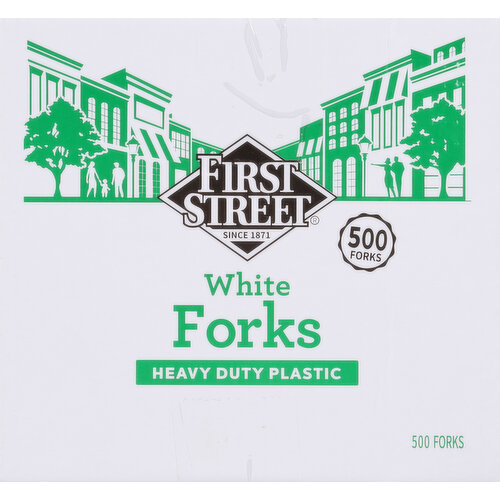 First Street Forks, Heavy Duty Plastic, White