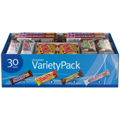 Mars Snickers, Twix & More Chocolate Candy Bars Bulk Fundraiser Variety Pack 30 ct