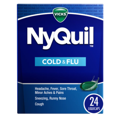 Vicks NyQuil Cold & Flu, LiquiCap Over-the-Counter Medicine, 24ct