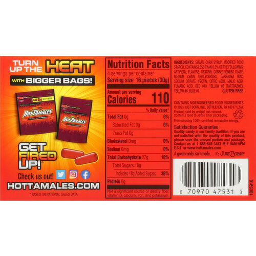 Hot Tamales Candies, Chewy, Fierce Cinnamon Flavored