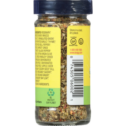 Bragg Salt-Free Seasoning Blend, Sprinkle, 24 Herbs & Spices, Organic