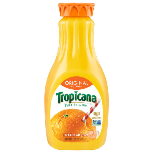 Tropicana 100% Orange Juice, No Pulp, Original, Pure Premium