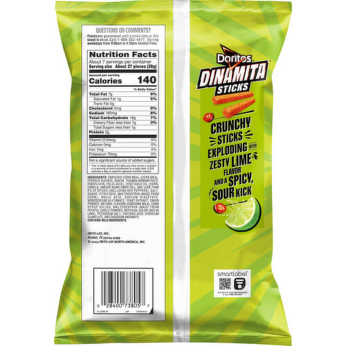Doritos Corn Snacks, Medium, Tangy Fiery Lime