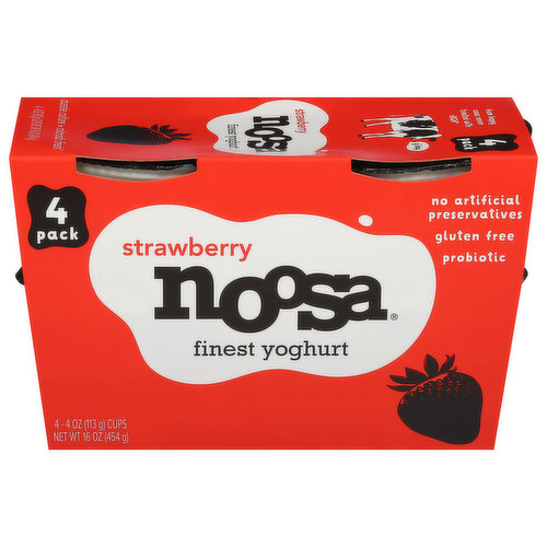 Noosa Finest Yoghurt, Strawberry, 4 Pack