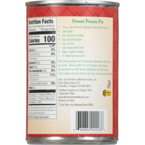 Farmer's Market Sweet Potato Puree, Organic