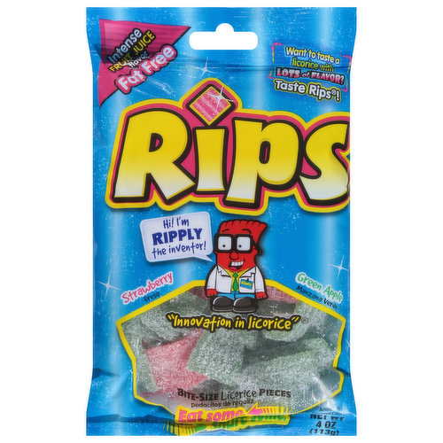 Rips Licorice, Strawberry/Green Apple, Bite-Size