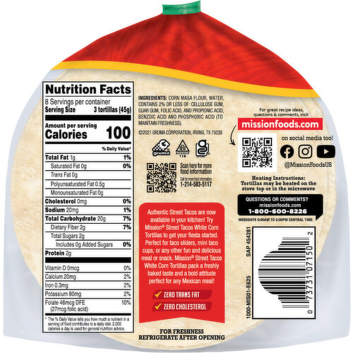 Mission Street Tacos White Corn Tortillas