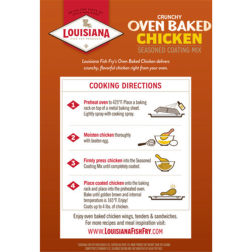 Louisiana Fish Fry Products Seasoned Coating Mix, Chicken, Crunchy, Oven Baked