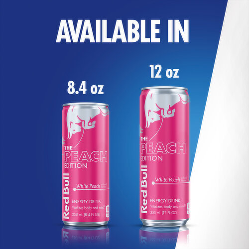 Red Bull Peach Edition Energy Drink, White Peach, 12 fl. oz., 114mg Caffeine, Taurine & B Vitamins