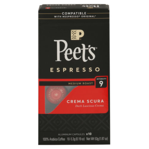 Peet's Coffee, Espresso, Medium Roast, Crema Scura, Capsules