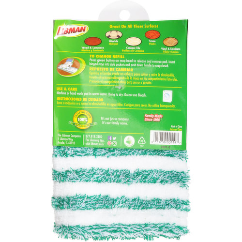 Libman Mop Refill, Microfiber, Wet & Dry