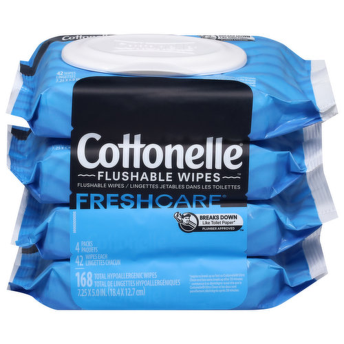 Cottonelle Wipes, Flushable, 4 Pack