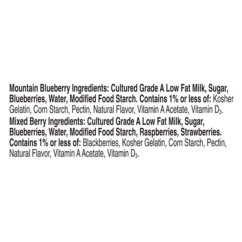 Yoplait Yogurt, Low Fat, Mountain Blueberry/Mixed Berry