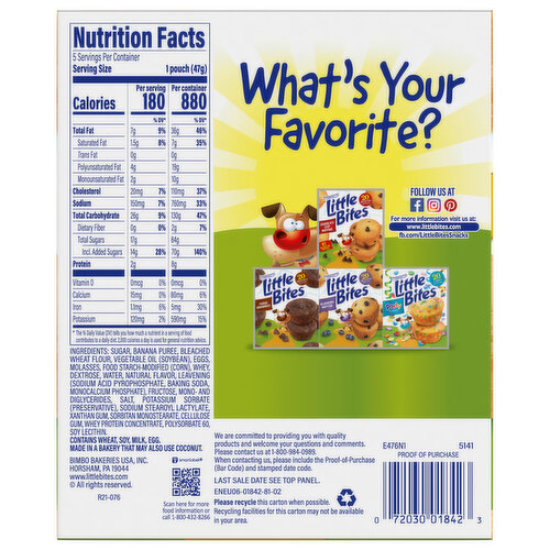 Entenmann's Banana Mini Muffins, 5 count, (4 ct each), 8.25 lbs  Case