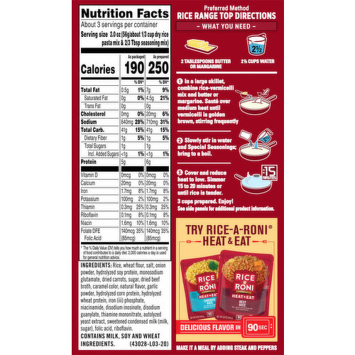 Rice-A-Roni Food Mix, Beef Flavor