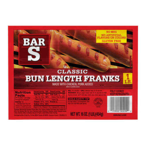 Bar S Classic Bun Length Franks