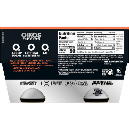 Oikos Triple Zero Nonfat Blended Greek Peach Flavored Yogurt
