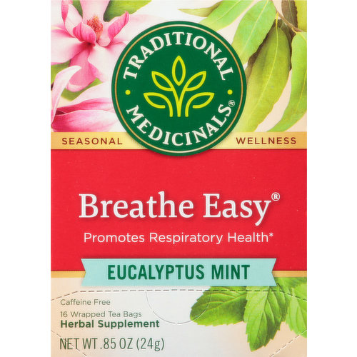 Traditional Medicinals Herbal Supplement, Breathe Easy, Eucalyptus Mint, Tea Bags