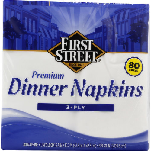 First Street Dinner Napkins, Premium, 3-Ply