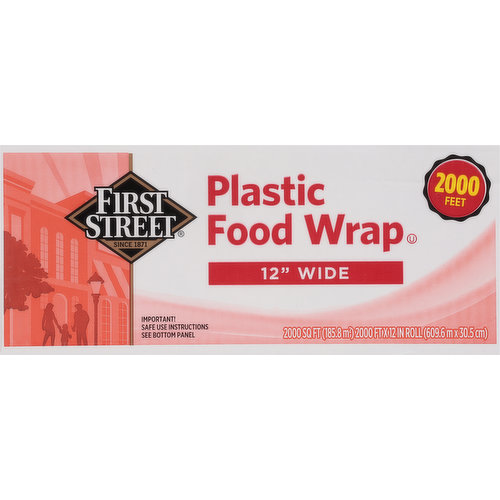 First Street Plastic Food Wrap, 12 Inch Wide, 2000 Feet