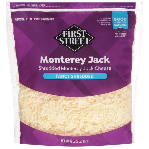 First Street Cheese, Monterey Jack, Natural Fancy Shredded