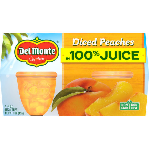 Del Monte Diced Peaches in 100% Juice, 4 Pack