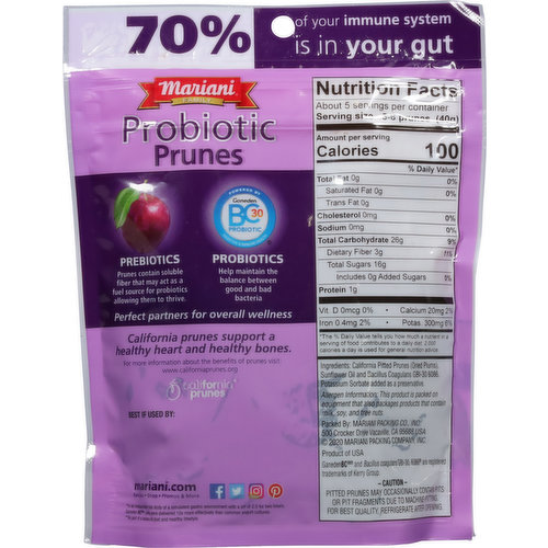 Mariani Prunes, California, Probiotic